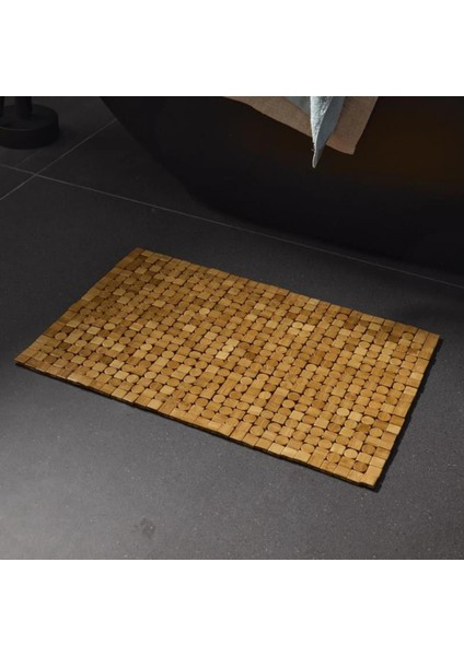 Meturas 50X80 cm Büyük Bambu Banyo Matı | Kaymaz Doğal Ahşap Paspas | Suya Dayanıklı Banyo ve Ev Kullanımı Için Dekoratif ve Hijyenik Zemin Matı