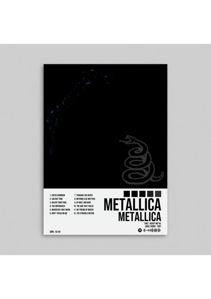 Metallica - Metallica Albüm Spotify Çerçeveli - Çerçevesiz Poster Tablo