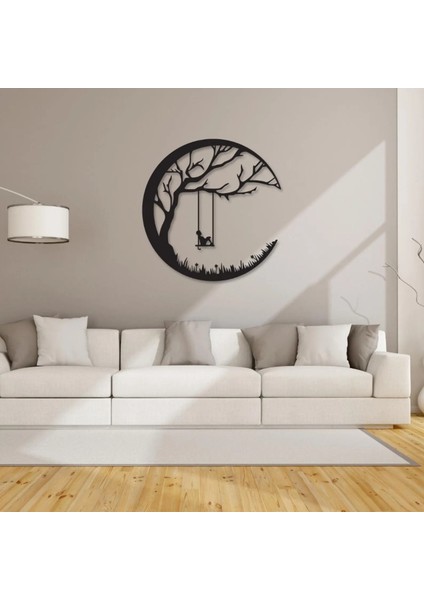 Ay ve Ağaç Desenli Metal Duvar Dekoru