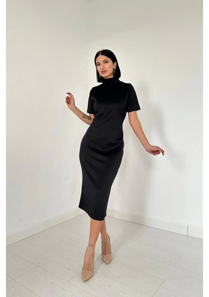 Siyah Balıkçı Yaka Elbise