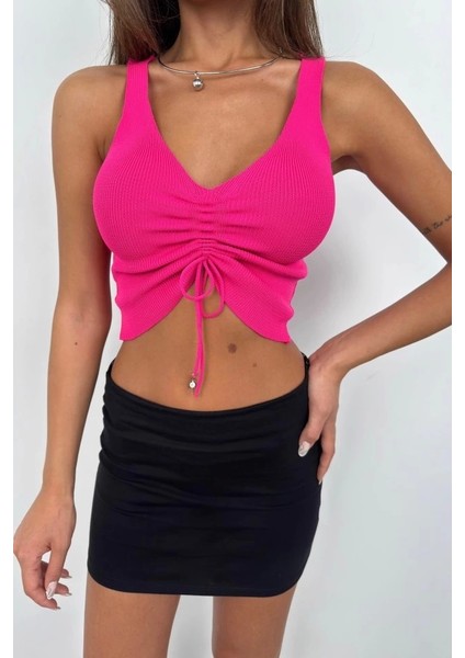 Ön Büzgülü Crop Bluz modelleri