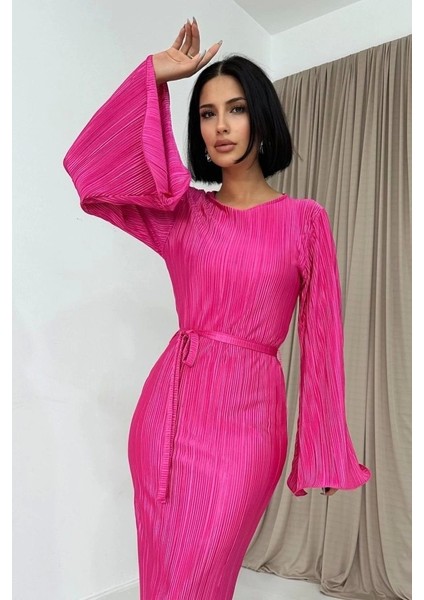 Fuşya Ispanyol Kol Piliseli Elbise fiyatları