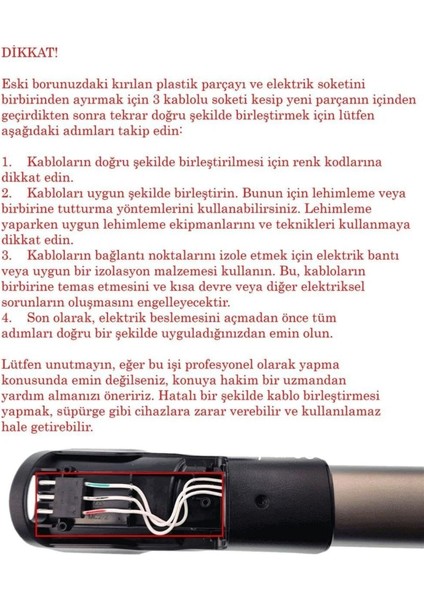 Beyaz Dikey Süpürge Boru Tamir Kiti Xc 8349 Speedpro Max Aqua Plus modelleri