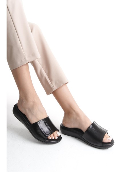 Ortopedik Deri Taban Topuk Dikeni Destekli Günlük Siyah Terlik fiyatları