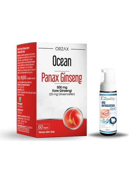 Orzax Panax Ginseng 60 Kapsül + Hediye Diş Beyazlatıcı Köpük