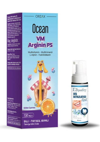 Orzax Ocean Vm Arginin Ps Takviye Edici Gıda 150 ml + Hediye Diş Beyazlatıcı Köpük