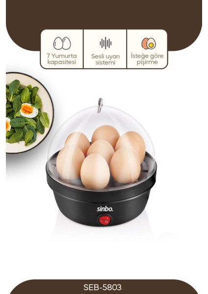 Yumurta Pişirme Makinesi, Siyah, Kolay ve Hızlı Kullanım Için Tasarlandı