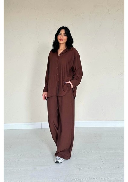 Kahverengi Alice Gömlek ve Bol Kesim Pantolon Takım fiyatları