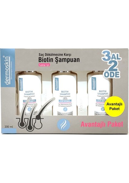 Biotin Shampoo For Women 200 ml 3 Al 2 Öde Kadınlara Özel Dökülme Önleyici Şampuan
