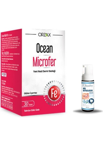 Orzax Ocean Microfer Takviye Edici Gıda 30 Tablet + Hediye Diş Beyazlatıcı Köpük