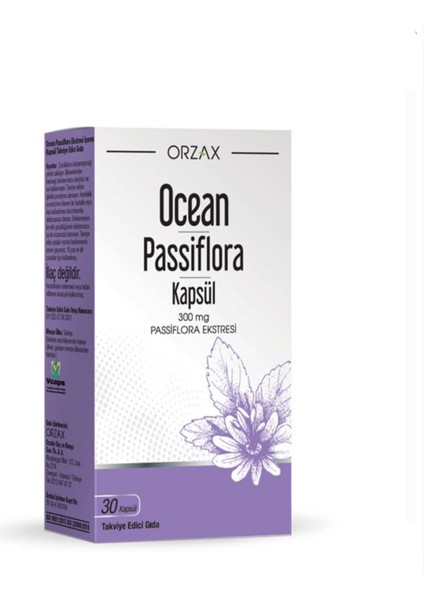Orzax Ocean Passiflora Kapsül 300 mg 30 Adet Türkiye Menşeli Takviye Edici Gıda
