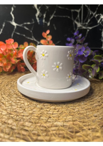 12 Parça 6 Kişilik Papatya Desenli Kahve Fincan Takımı modelleri