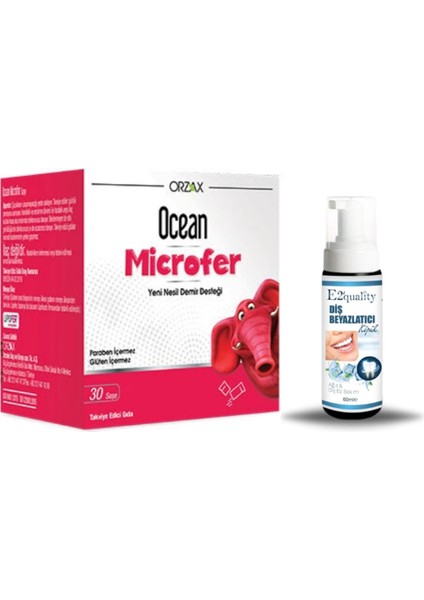 Orzax Ocean Microfer Takviye Edici Gıda 30 Saşe + Hediye Diş Beyazlatıcı Köpük