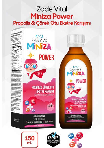 Miniza Power Sıvı Takviye Edici Gıda 150 ml modelleri