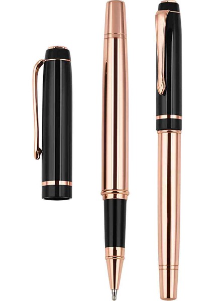 Özel Prestije Vıp Metal Roller Kalem Rose Gold Black Lüks Zarif Tasarım Şıklık & Kalitenin Simgesi