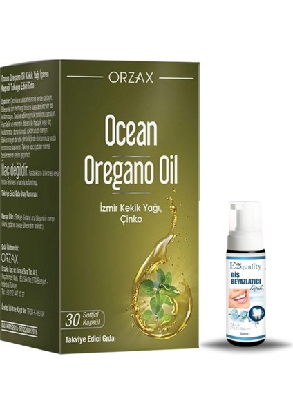 Orzax Ocean Oregano Oil Takviye Edici Gıda 30 Kapsül + Hediye Diş Beyazlatıcı Köpük