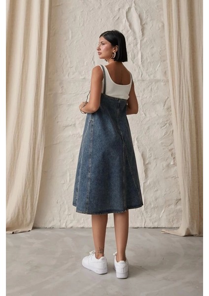 Mavi Askı Aparatlı Kot Elbise fırsatları