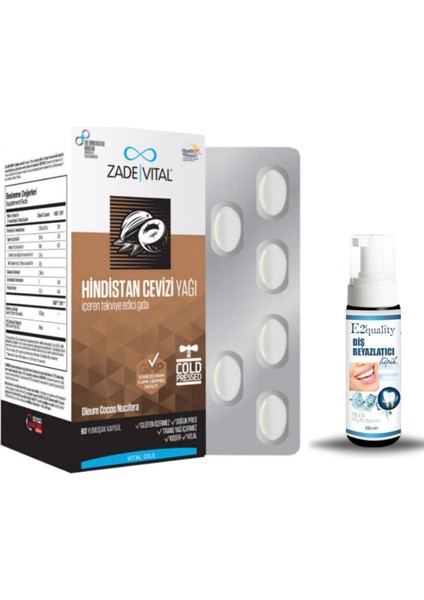Coconut Oil 60 Yumuşak Kapsül 1000MG + Hediye Diş Beyazlatıcı Köpük