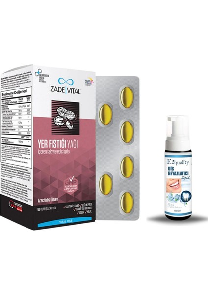 Yer Fıstığı Yağı 60 Yumuşak Kutu Kapsül + Hediye Diş Beyazlatıcı Köpük