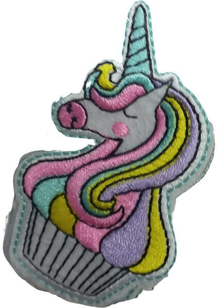 Aplike Ütü Ile Yapışan Unicorn At Yeşil Arma 4 cm