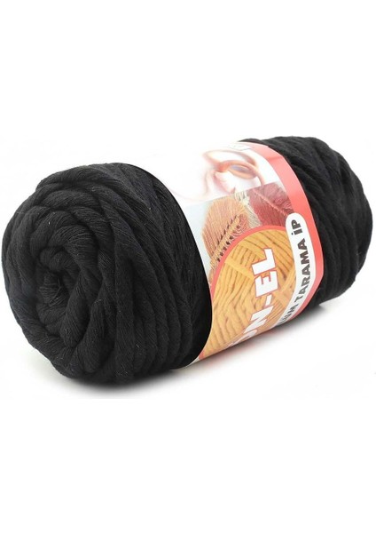 Pamuk Makrome 4 mm İp Siyah