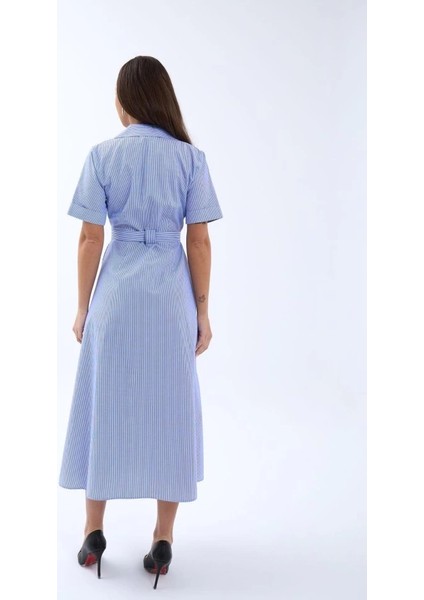 6948 Elbise-Mavi Beyaz Çizgili indirimleri