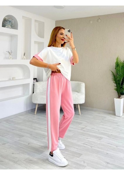 Kadın Modal Dokulu Kumaş Yanı Şeritli Takım