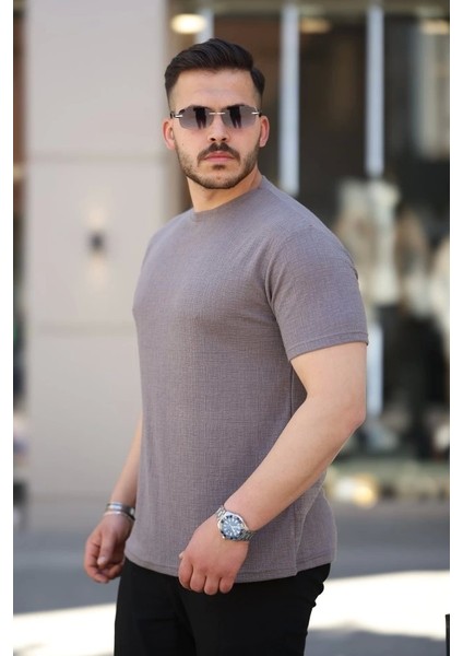 Erkek Ağaç Kabuğu Desenli Kısa Kollu T-Shirt fiyatları