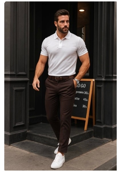 Erkek Düz Kesim Bilek Boy Kumaş Pantolon