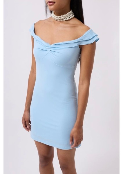 Büzgü Detay Omuz Askılı Mini Elbise fırsatları