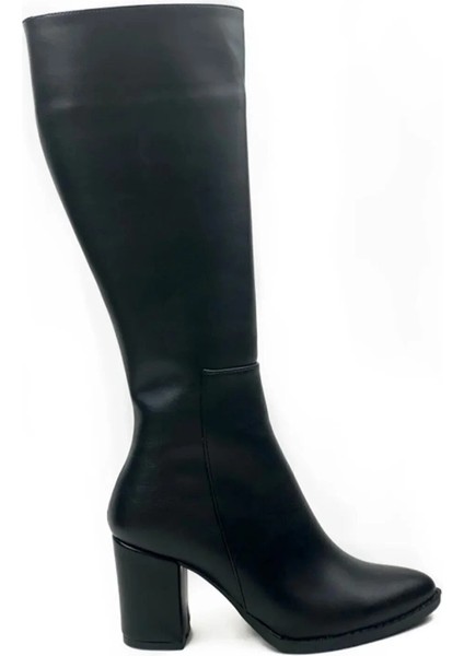 Siyah Long Fermuarlı Cilt Çizme - Sivri Topuklu Siyah Çizme, Kışlık Diz Altı Bot fırsatları