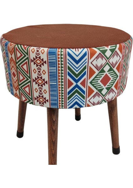 Puf Koltuk Bench Tabure – Modern Kilim Koyu Kiremit - Ahşap Ayaklı - Doğal Modern Stil fırsatları