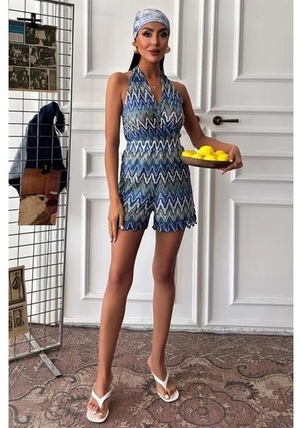 Zikzak Desenli Multi Renk Geçişli Mini Tulum 1365 fiyatları