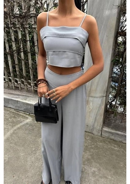 Crop Plazzo Pantolon Takım 10155-08 fırsatları