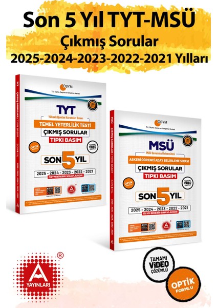 Son 5 Yıl Tyt ve Msü Sınavları Ösym Çıkmış Sorular Tıpkı Basım 2026 Model