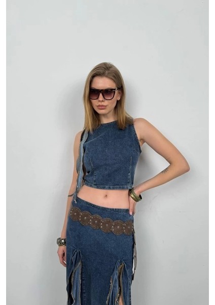 Fırfır Detay Denim Bluz fiyatları