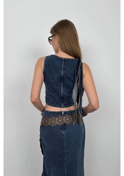 Fırfır Detay Denim Bluz fırsatları