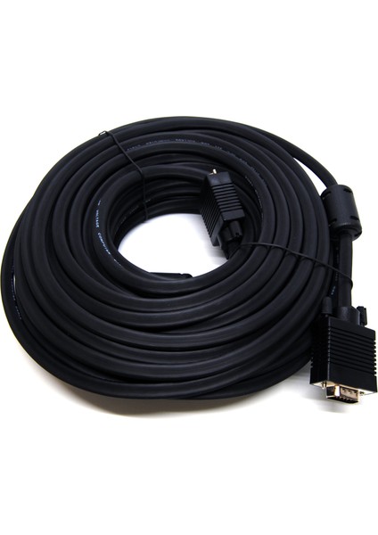 Beek VGA Monitör Kablosu, Dsub 15 Erkek &lt;-&gt; Dsub 15 Erkek, 20 Metre, 3coax/7c, AWG28, 2x Ferrite Filtreli, Siyah Renk&lt;br&gt; beek VGA 20 mt Cable M/m With Filter