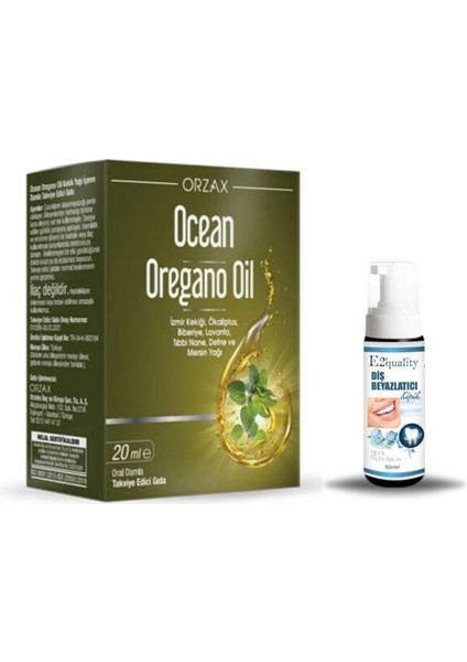Orzax Ocean Oregano Oil 20 ml + Hediye Diş Beyazlatıcı Köpük