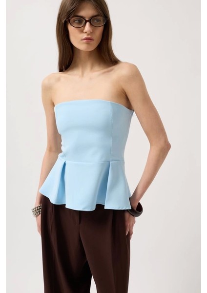 Pileli Straplez Bluz modelleri