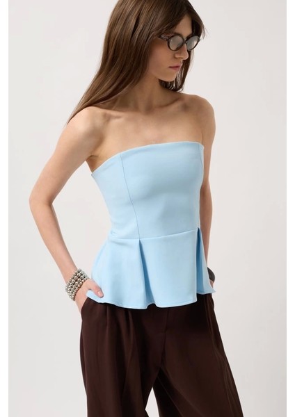 Pileli Straplez Bluz fırsatları