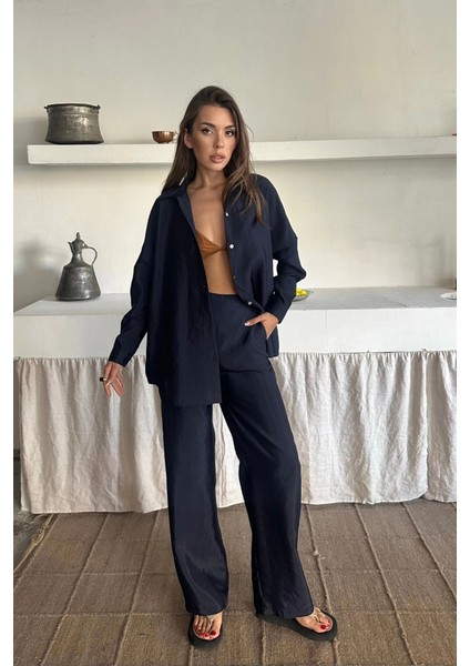 Gömlek-Pantolon Takım Cupra Kumaş - Lacivert