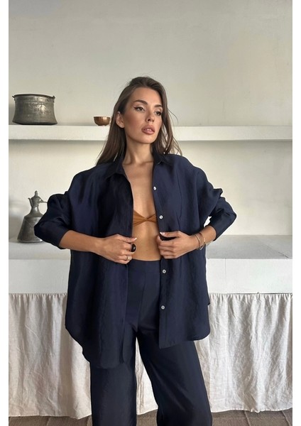 Gömlek-Pantolon Takım Cupra Kumaş - Lacivert modelleri