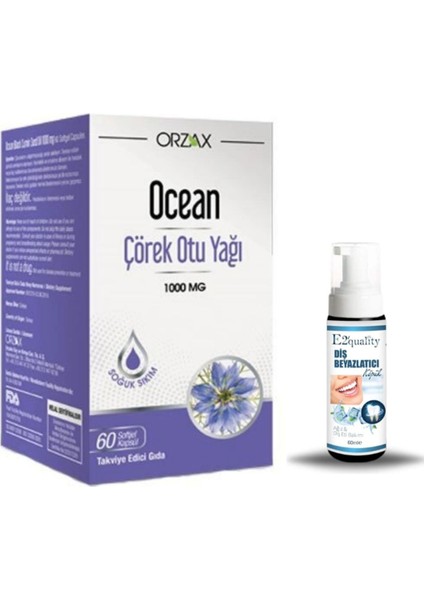 Orzax Ocean Çörek Otu Yağı 60 Kapsül + Hediye Diş Beyazlatıcı Köpük