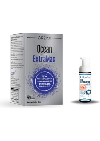 Orzax Ocean Extramag Üçlü Magnezyum Kombinasyonu 60 Tablet + Hediye Diş Beyazlatıcı Köpük