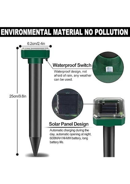 4 Adet Solar Güneş Enerjili Akrep,köstebek,yılan Fare Kovucu 750-1000 M2 Etkili Kare modelleri