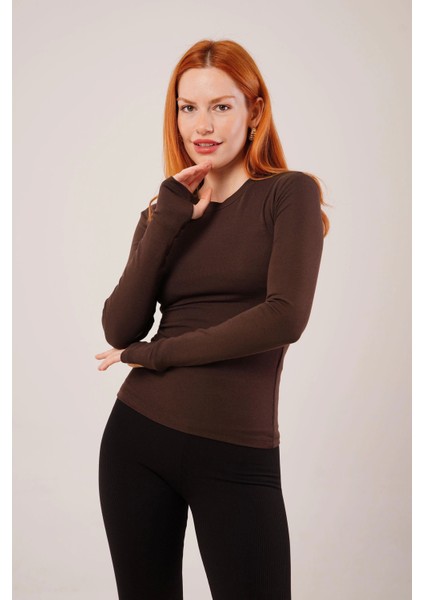 Uzun Kollu Basic Kahverengi Bluz fırsatları
