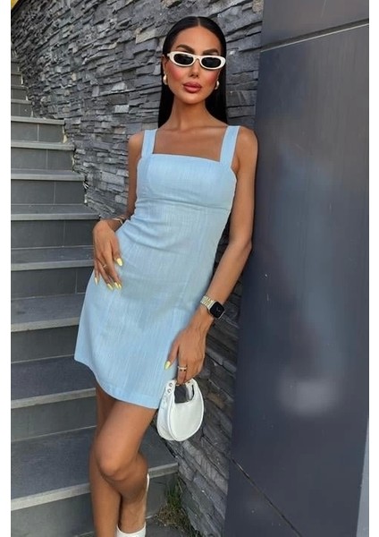 Kare Yaka Mini Elbise 2903