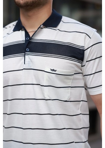 Erkek Yakalı Çizgili Kısa Kollu T-Shirt modelleri