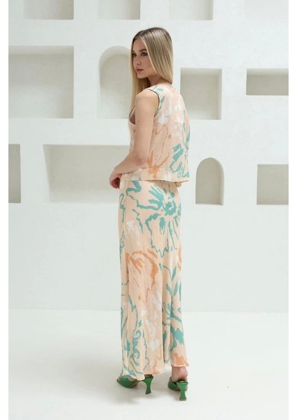 Bağcıklı Bluzlu Etek Takım - Pudra fiyatları